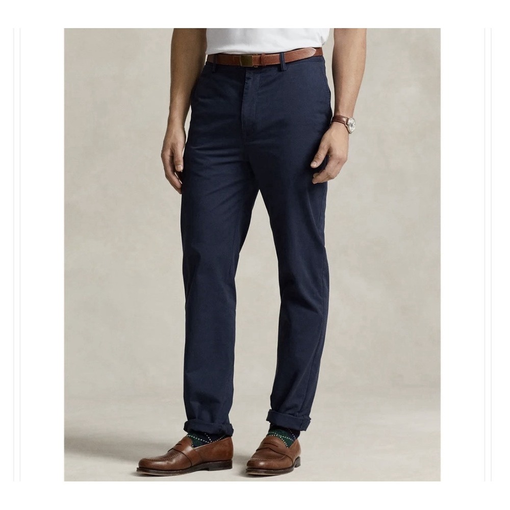 Polo Ralph Lauren Men's Stretch Straight Fit Chino Pants Twill 36x33 Navy Blue